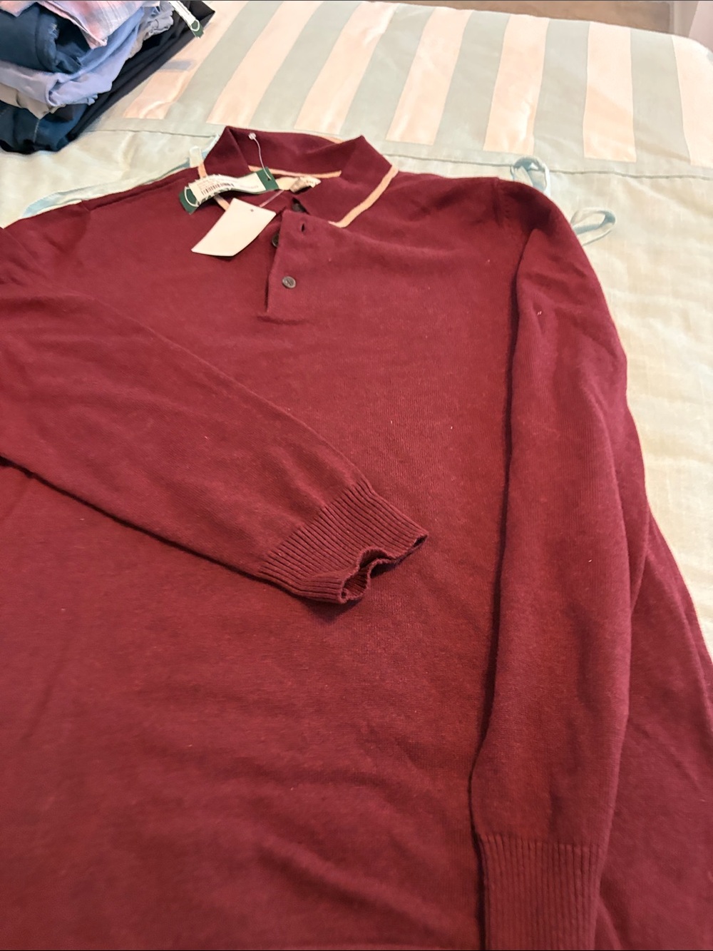 Hawker Rye Men's Burgundy Long-Sleeve Polo Sweater19”p2p